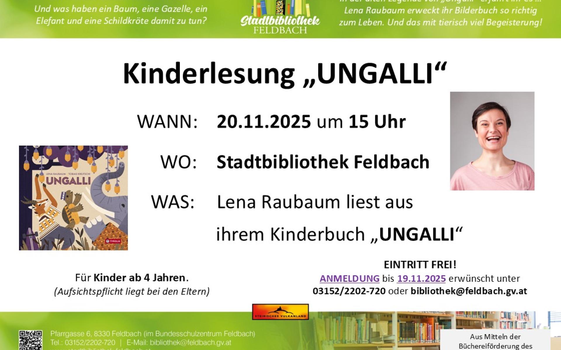 Lena Raubaum liest aus ihrem Kinderbuch "UNGALLI"